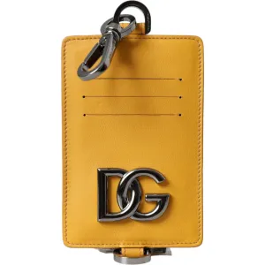 Dolce & Gabbana Orange Calf Leather Credit Card Holder Clip On Wallet