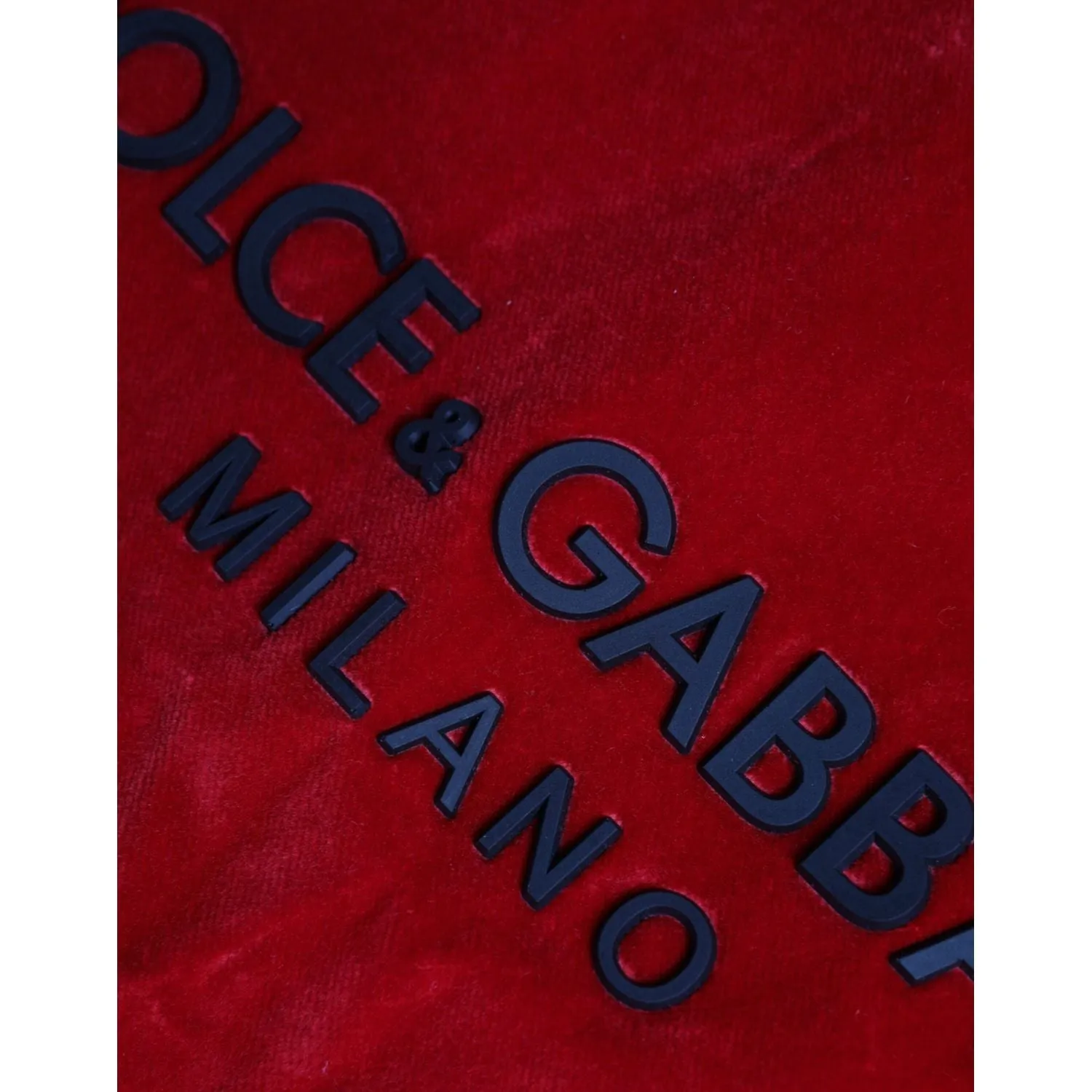 Dolce & Gabbana Red Cotton Velvet Logo Shopping Tote MARKET Bag