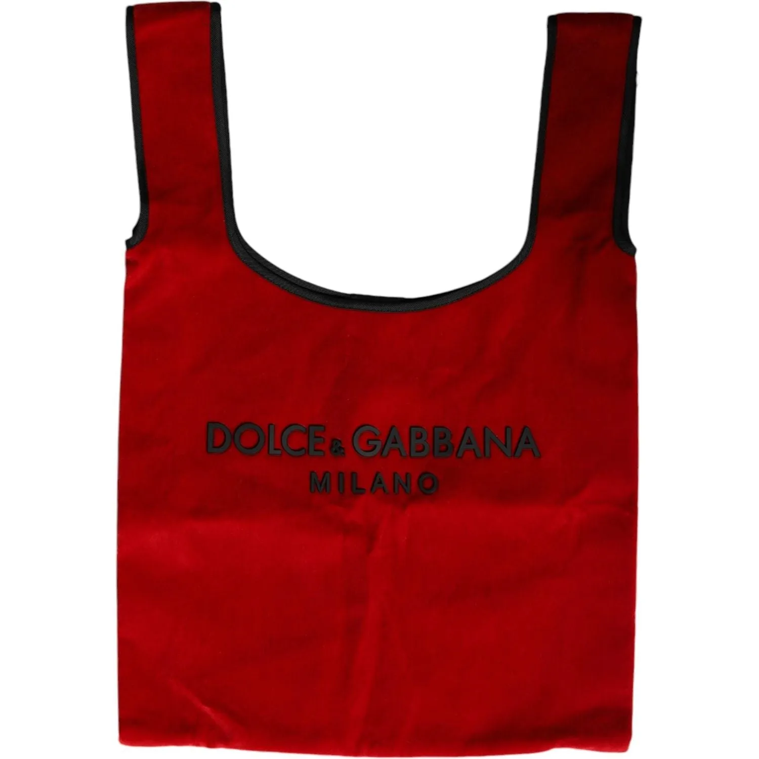 Dolce & Gabbana Red Cotton Velvet Logo Shopping Tote MARKET Bag