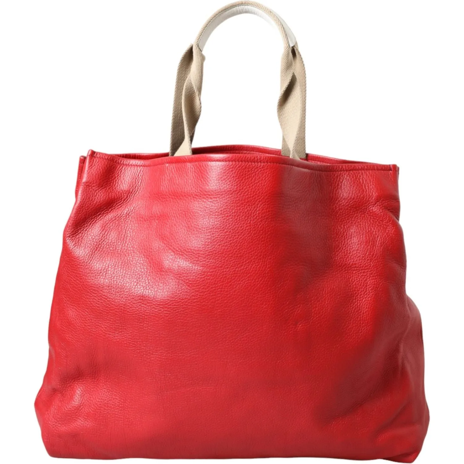 Dolce & Gabbana Red Leather #DGFamily Patch Shopping Tote Bag