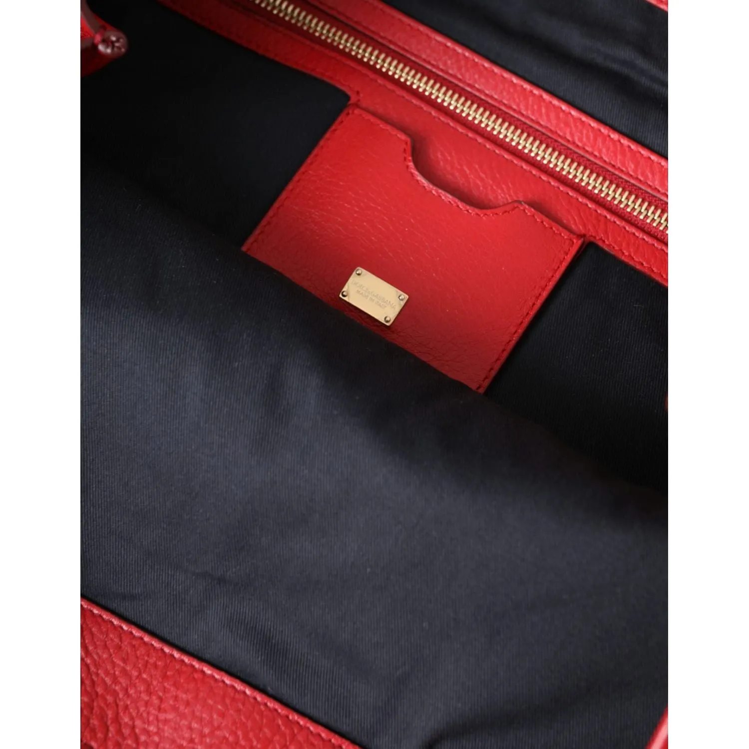 Dolce & Gabbana Red Leather #DGFamily Patch Shopping Tote Bag