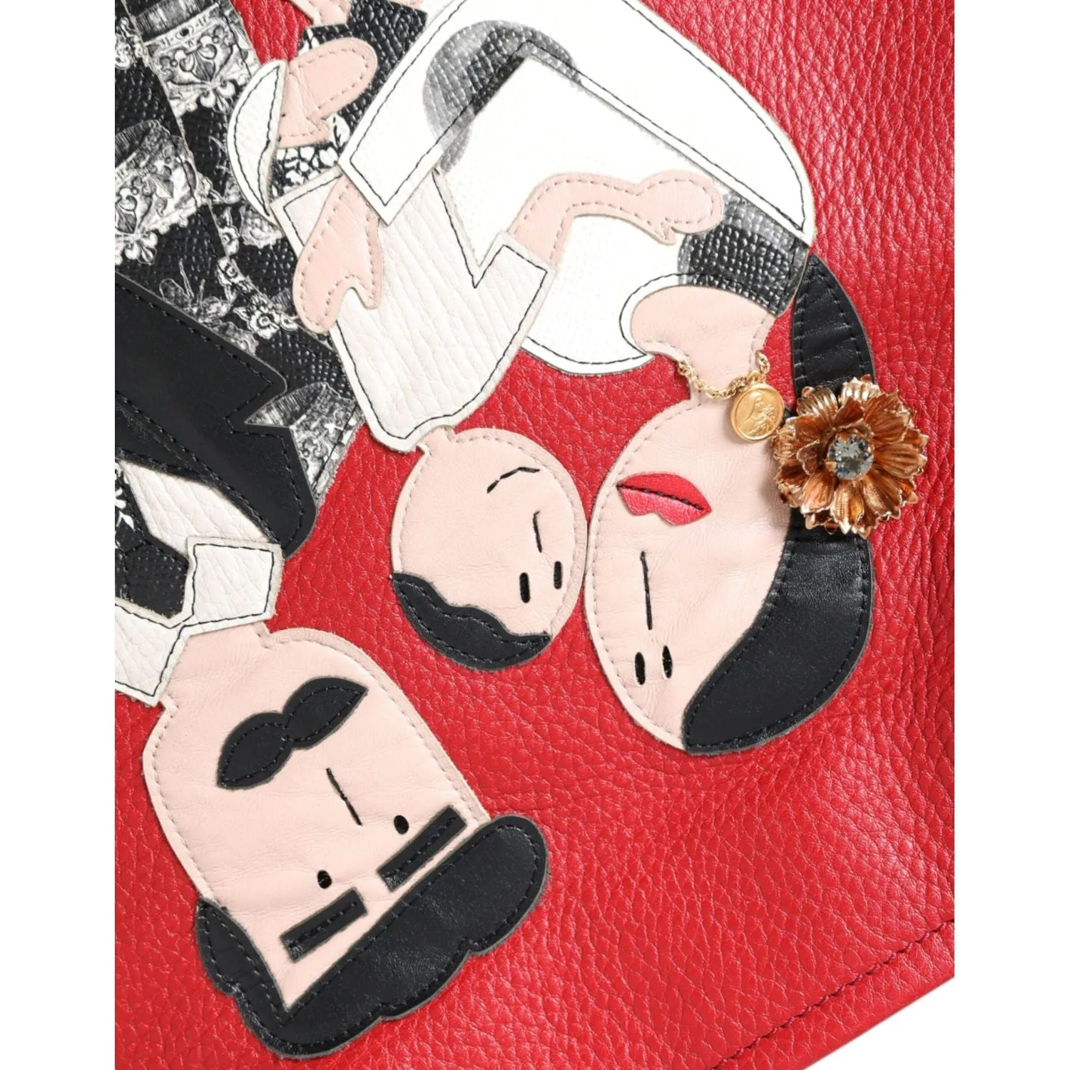 Dolce & Gabbana Red Leather #DGFamily Patch Shopping Tote Bag