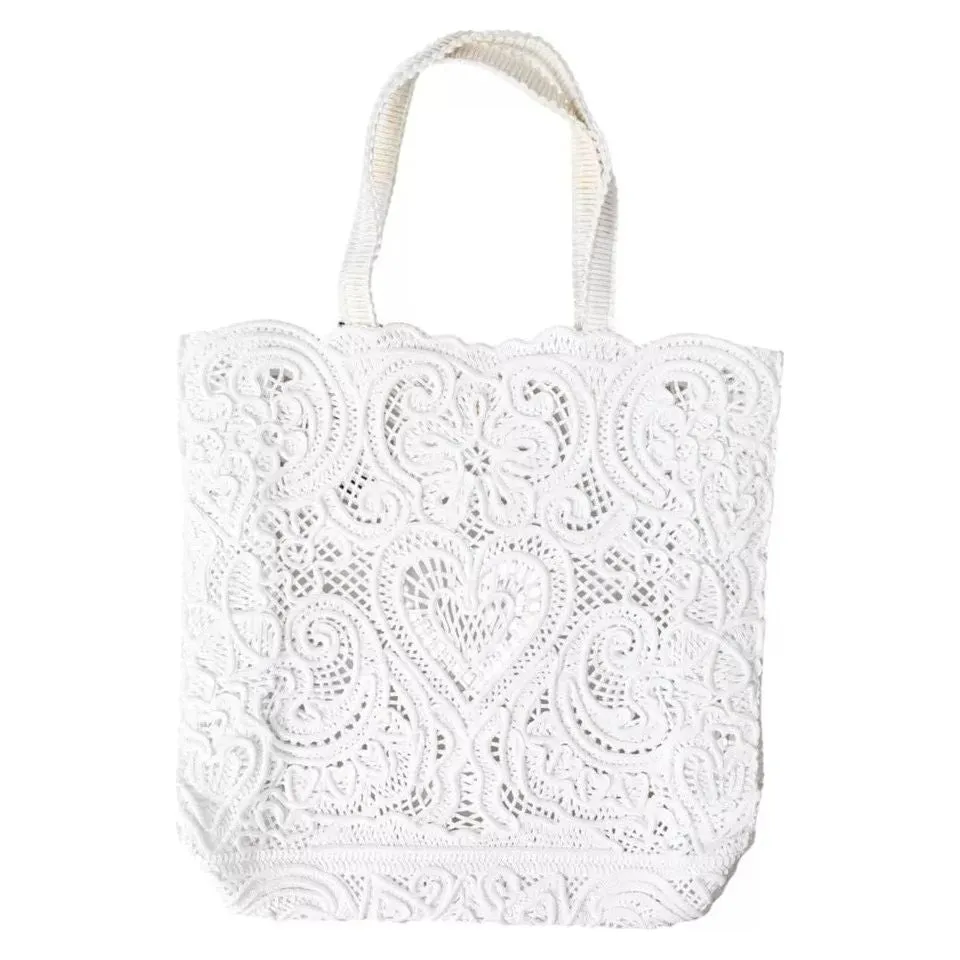 Dolce & Gabbana White Cordonetto Lace Beatrice Tote Bag