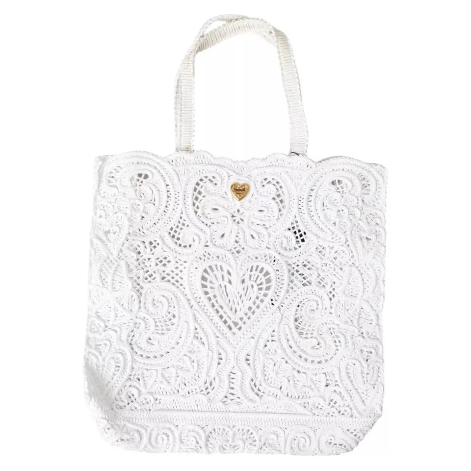 Dolce & Gabbana White Cordonetto Lace Beatrice Tote Bag