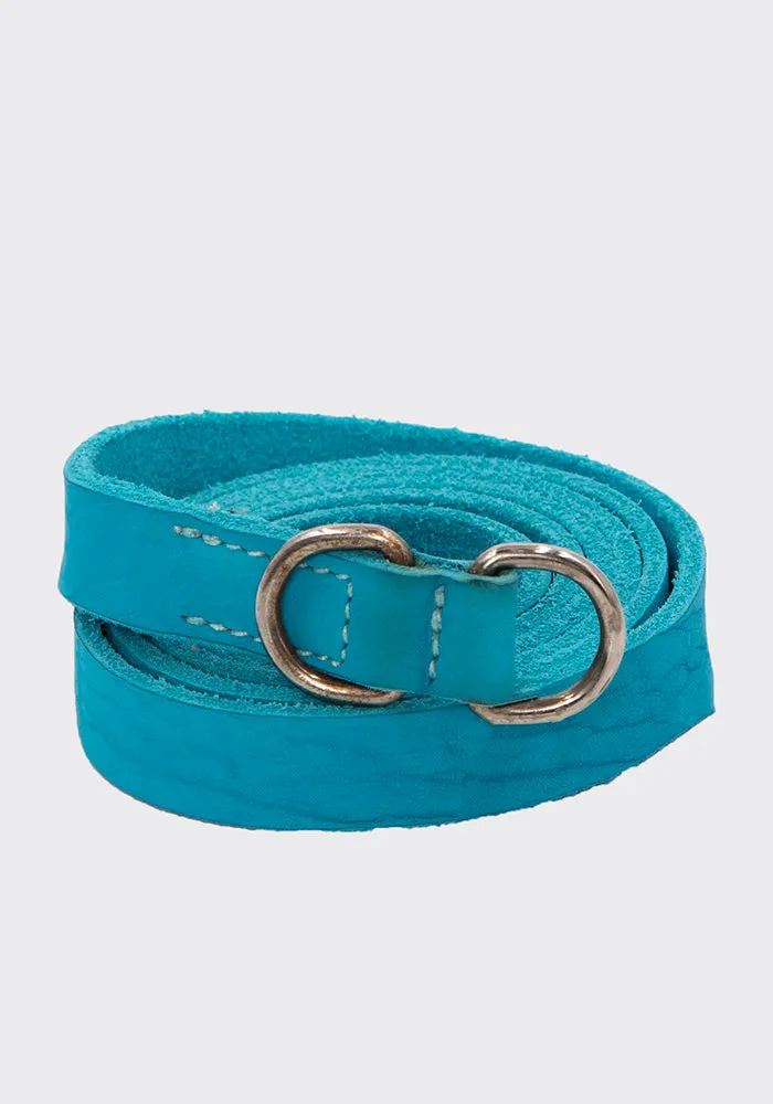 GUIDI BLT0 UNISEX BISON FULL GRAIN LEATHER BELT TURQUOISE BLUE