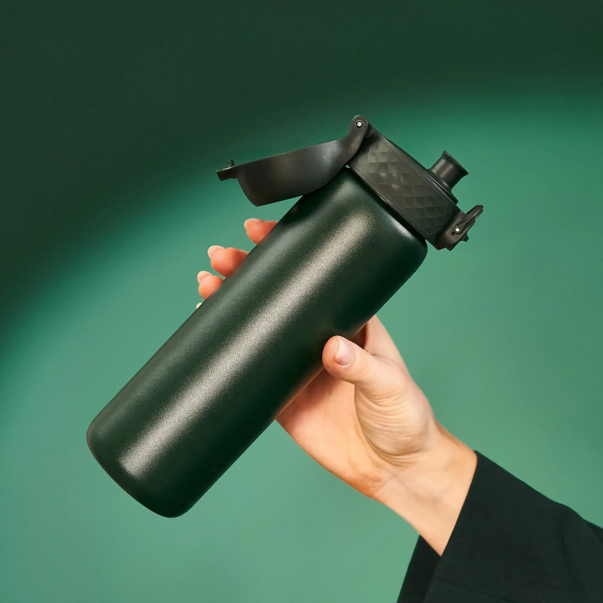 Leak Proof Slim Thermal Water Bottle, Insulated Steel, Dark Green, 500ml (17oz)