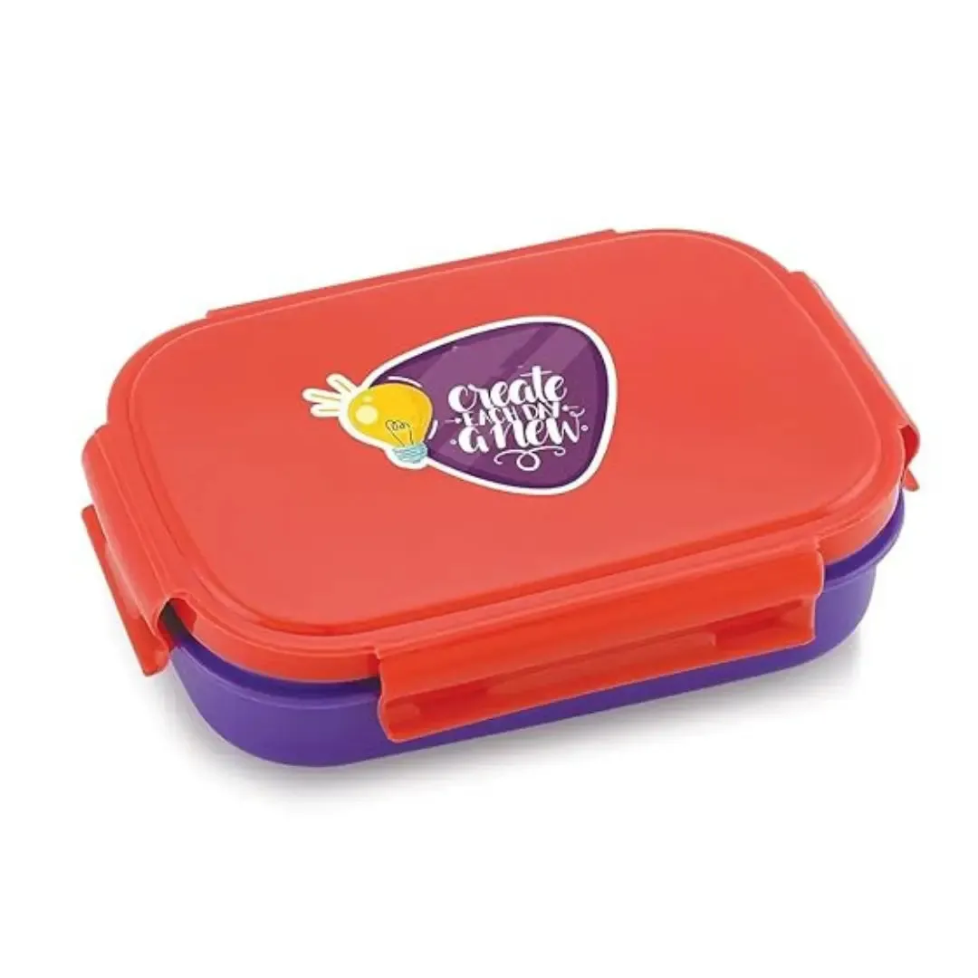 Liza Topper Red Inner Stainless Steel Leak Proof Lunch Box For School Kids | Insulated Tiffin Box For Office(650ML)