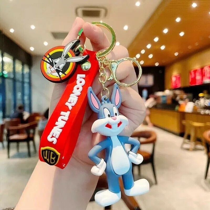 Looney Tunes Bugs Bunny Keyring Keychain 3D Rubber Novelty Gift Wristlet & Clasp