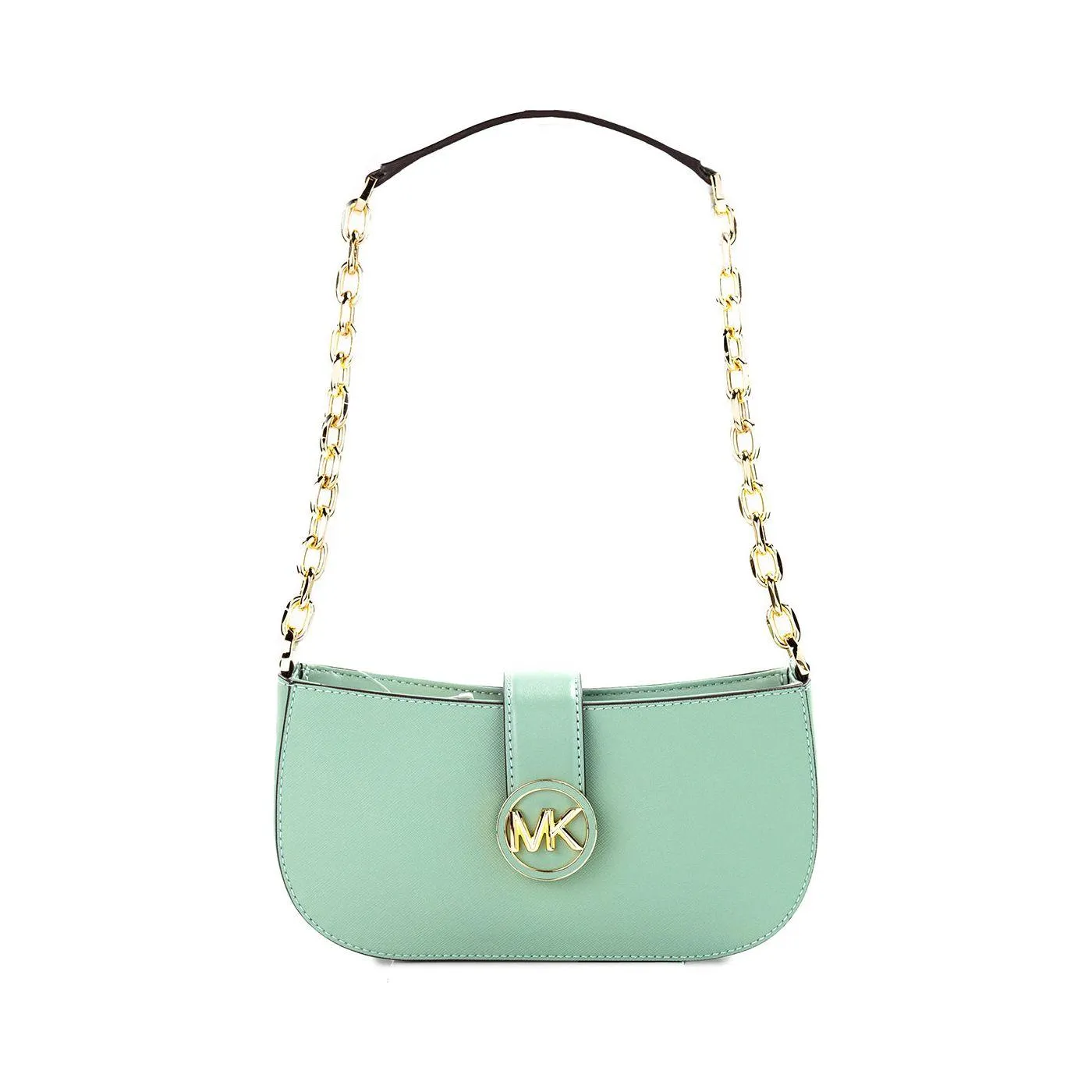 Michael Kors Carmen Small Sea Green Leather Pouchette Shoulder Crossbody Purse