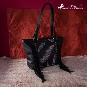 Montana West Embroidered Feather Concealed Carry Tote