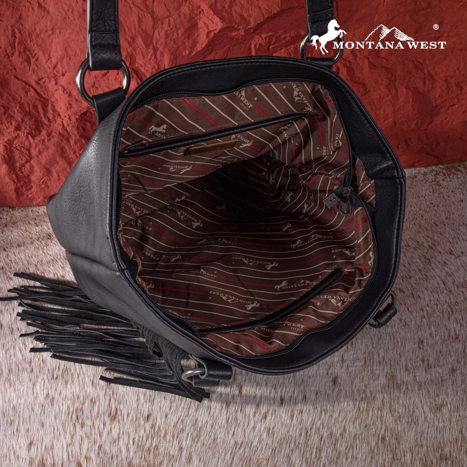 Montana West Embroidered Feather Concealed Carry Tote