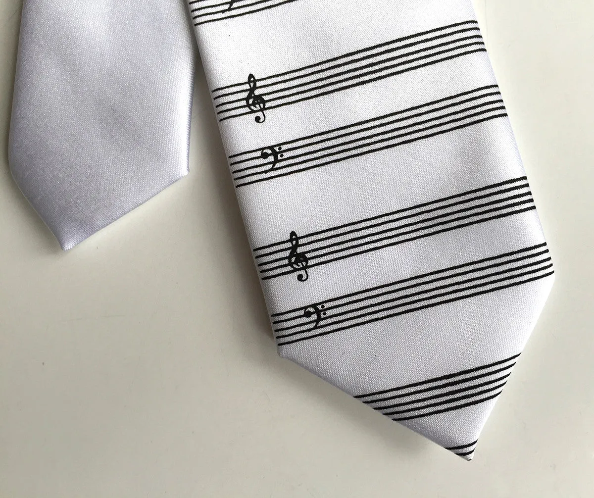 Music Manuscript kids tie. Boys clip-on necktie.