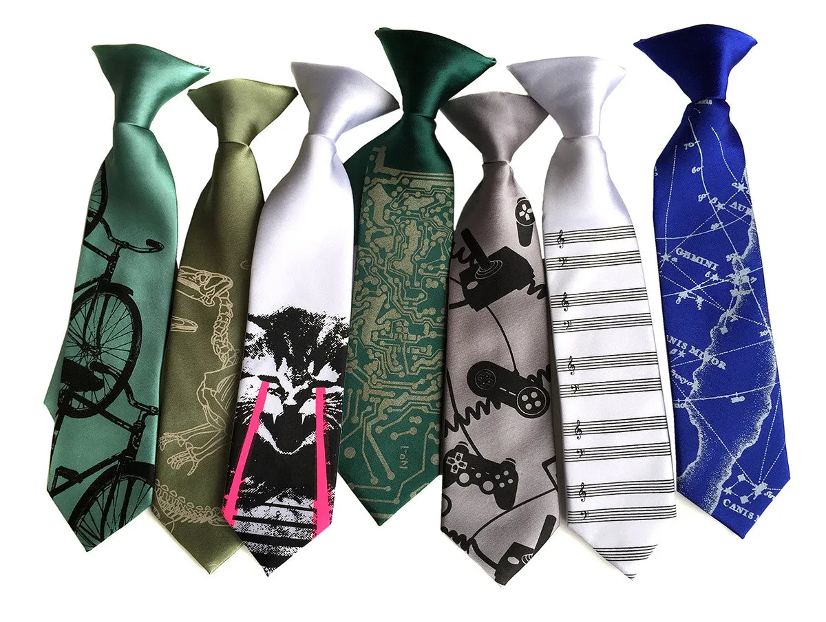 Music Manuscript kids tie. Boys clip-on necktie.