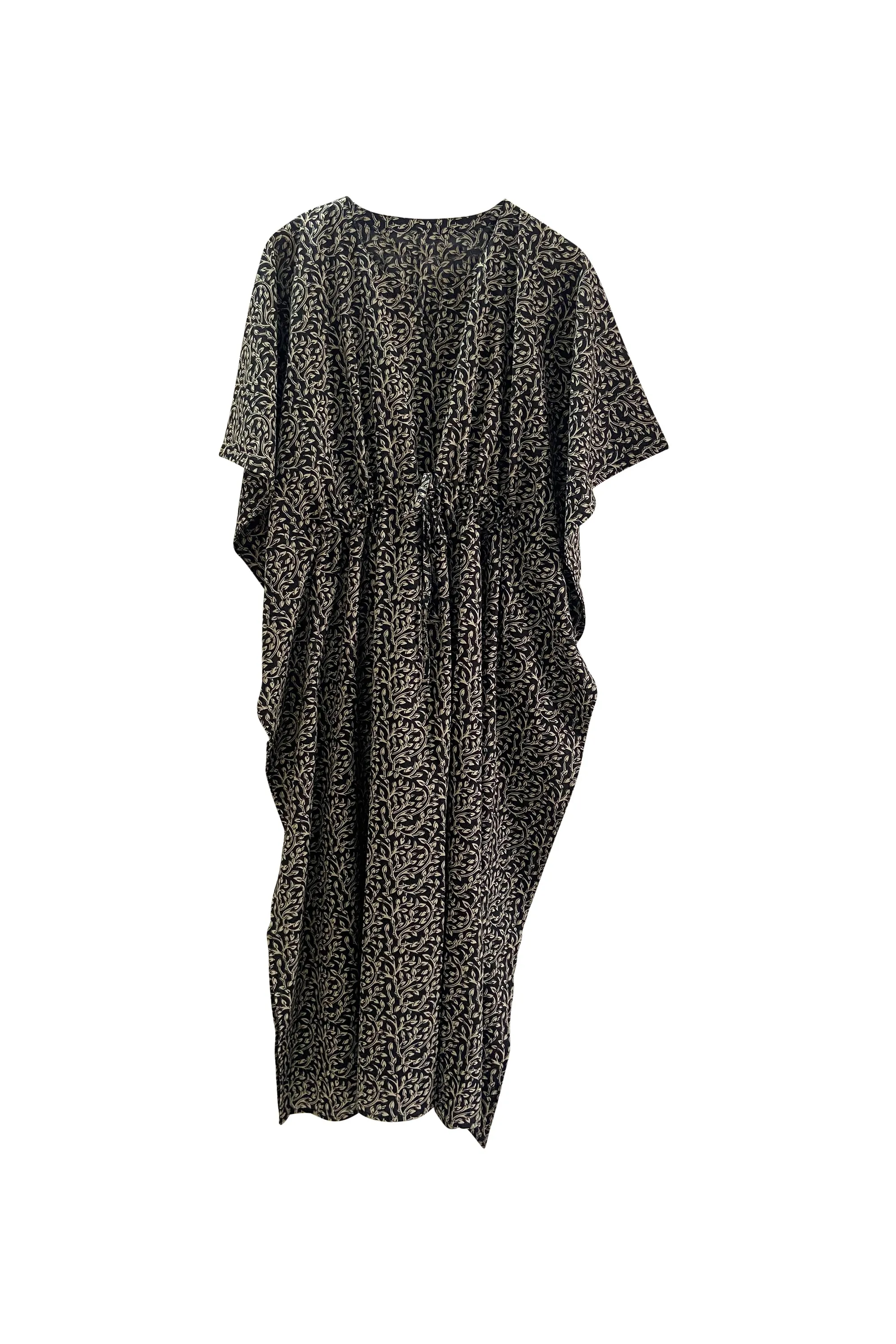 NEW! Cotton Kaftan Long Leaf Print