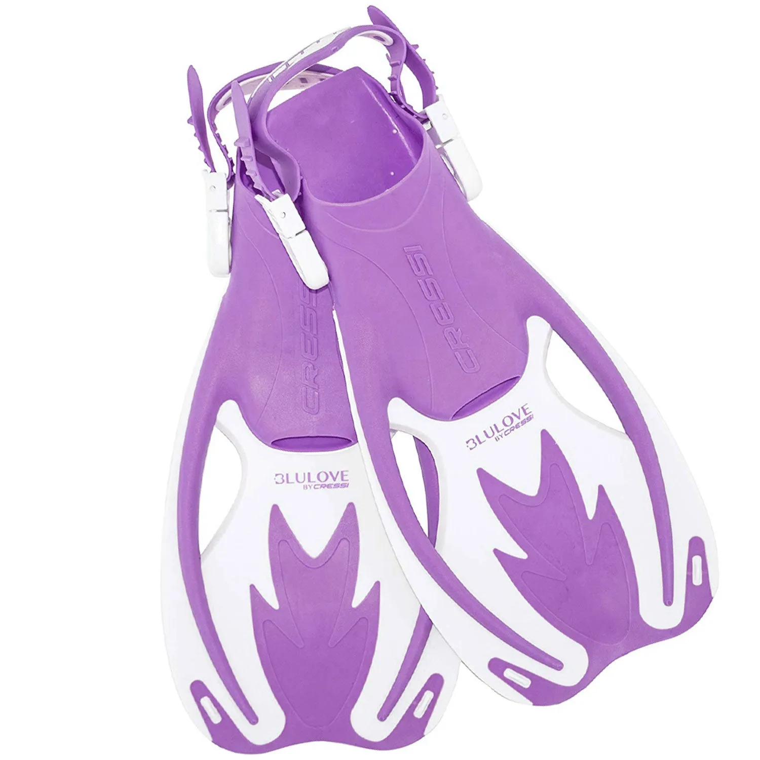 Open Box Cressi Junior Rocks Dry Mask Fin Snorkel Set-Lilac / White-Small / Medium