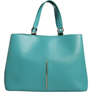 Patrizia Pepe Green Leather Women Shopping Tote Top Handle Bag