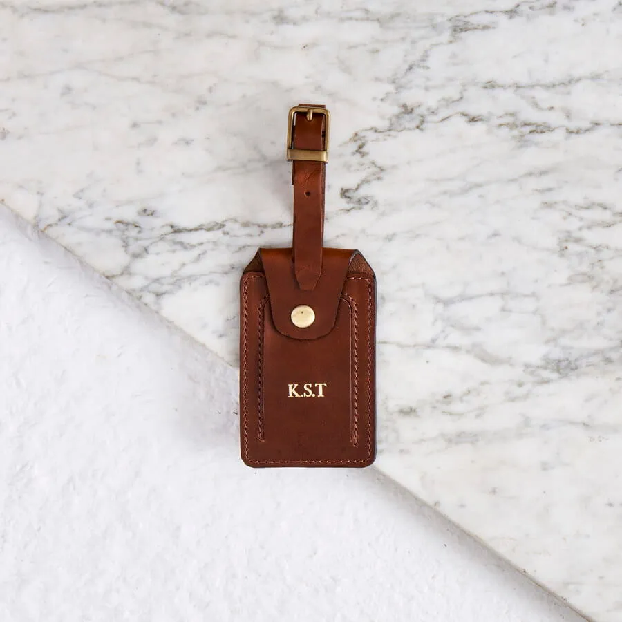 Personalised Luxe Leather Luggage Tag