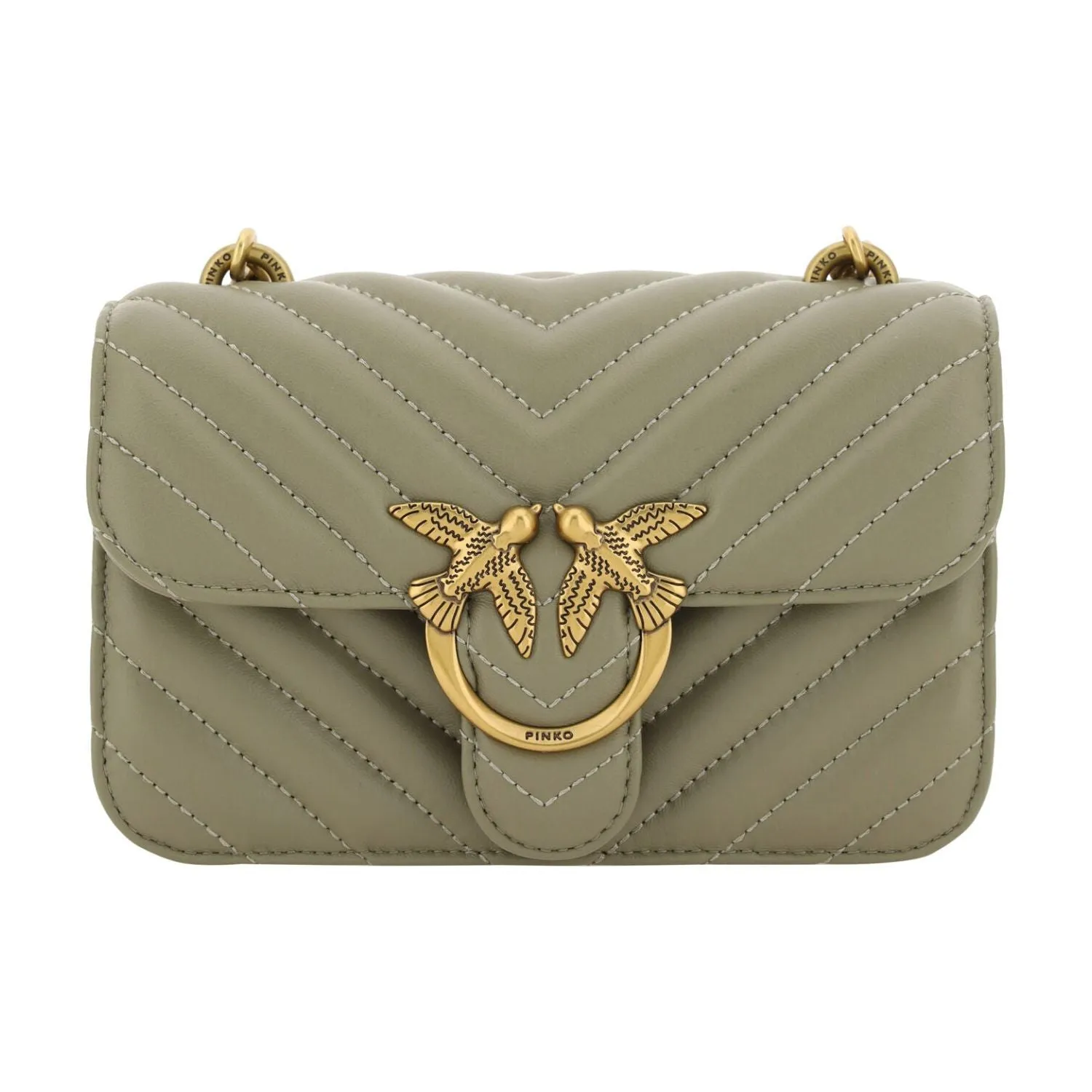 PINKO Chic Mini Love Bell Shoulder Bag in Noce Green