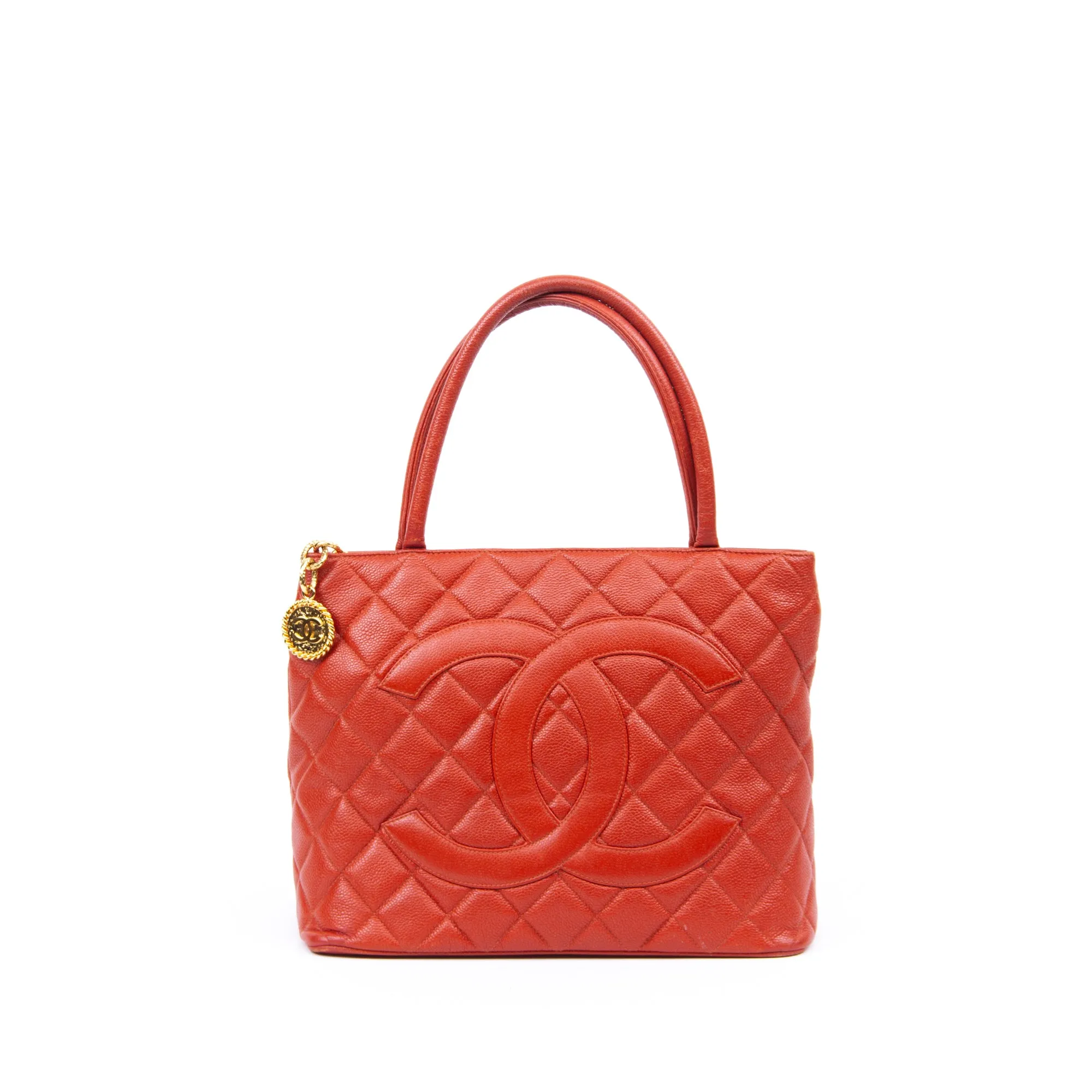 Red Matelasse Medallion Tote Bag