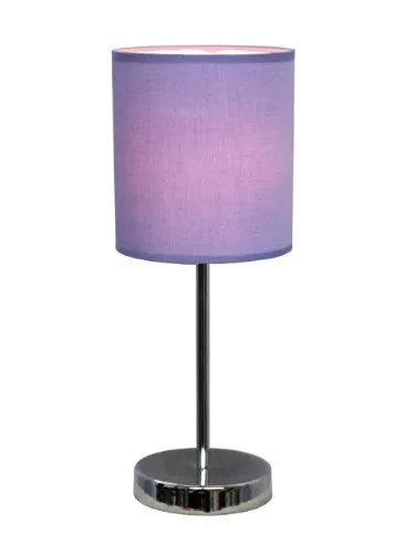 SIMPLE DESIGNS LT2007-PRP CHROME MINI BASIC TABLE LAMP WITH FABRIC SHADE, PURPLE