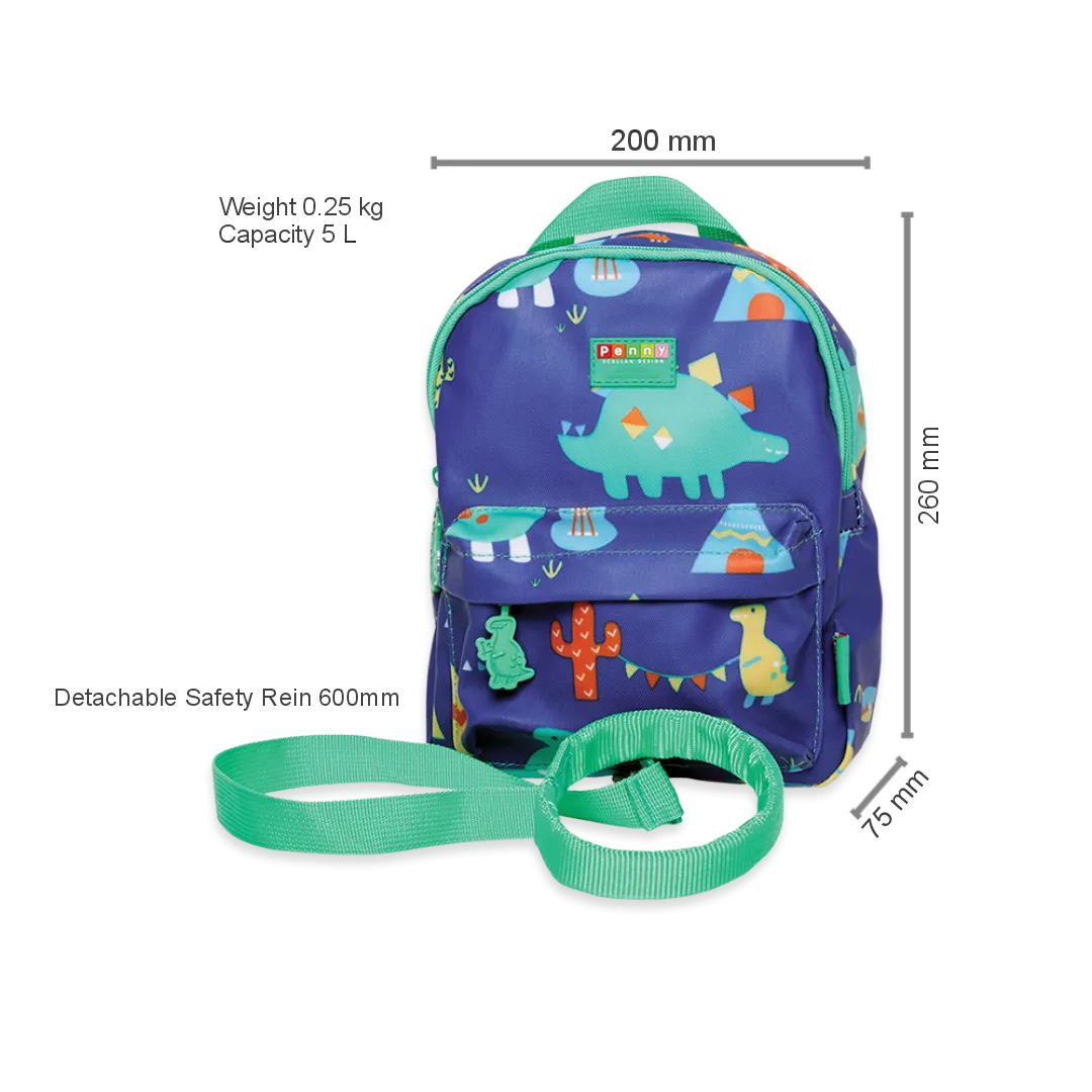 Small Backpack with Rein - Dino Rock