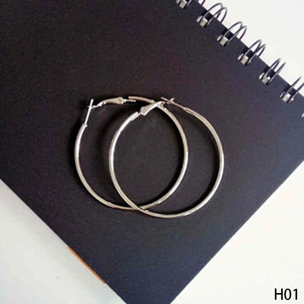 Super Big Circles Hoop Earrings For Women Fashion Gold Silver Color Jewelry Trendy Retro Big Round Circle Earrings