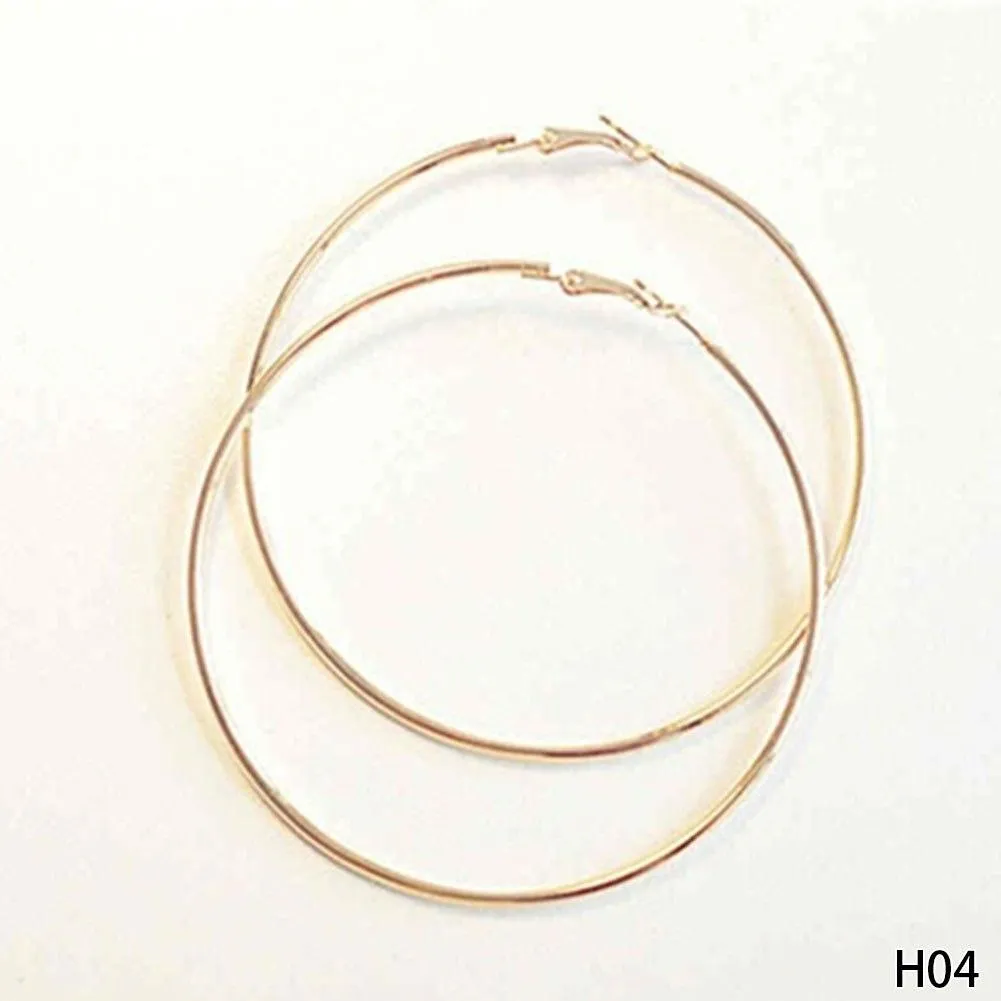 Super Big Circles Hoop Earrings For Women Fashion Gold Silver Color Jewelry Trendy Retro Big Round Circle Earrings