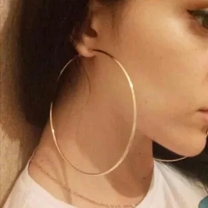 Super Big Circles Hoop Earrings For Women Fashion Gold Silver Color Jewelry Trendy Retro Big Round Circle Earrings