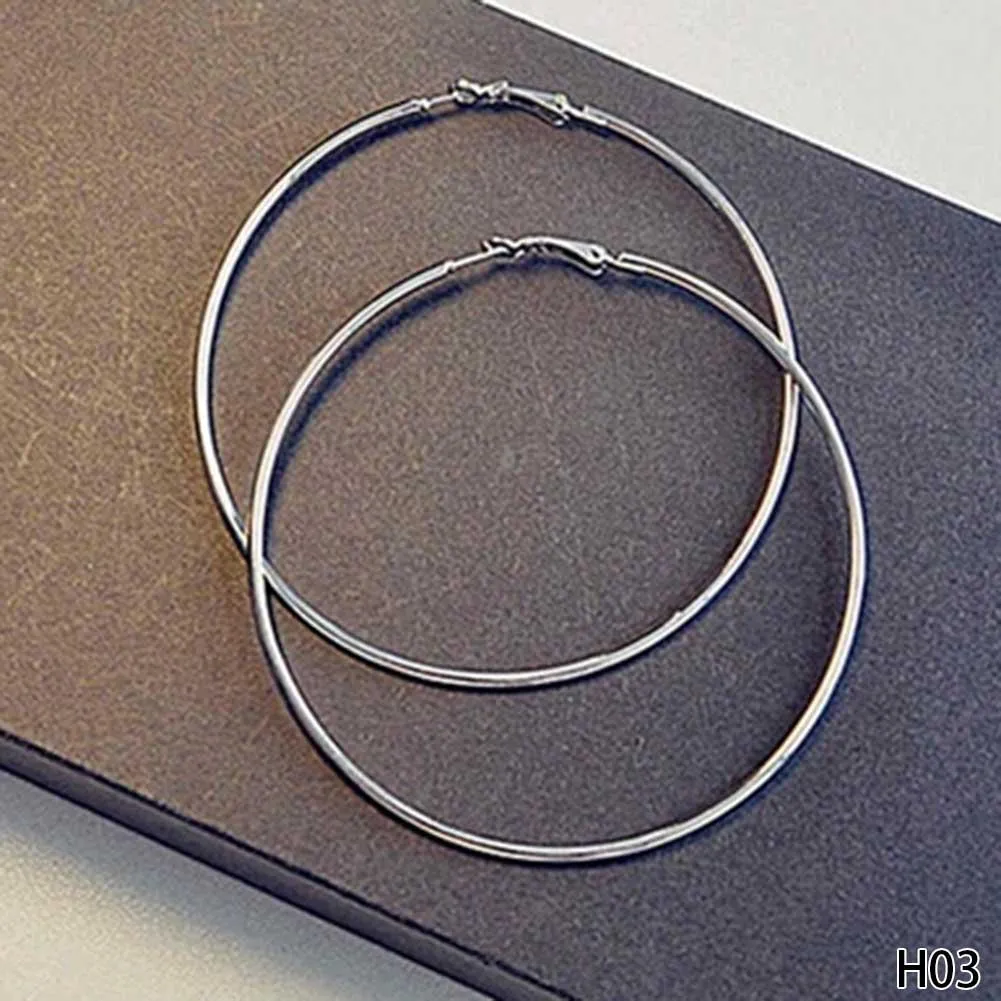 Super Big Circles Hoop Earrings For Women Fashion Gold Silver Color Jewelry Trendy Retro Big Round Circle Earrings