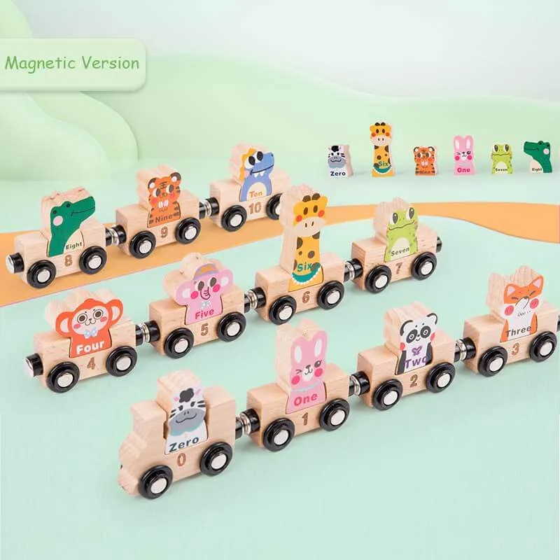 Wooden Animals Train Set