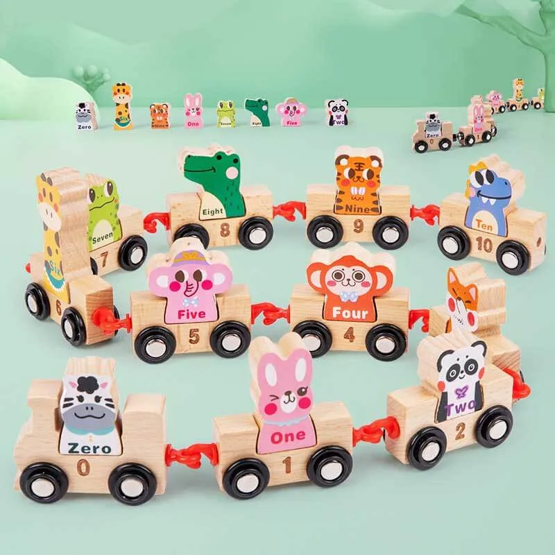 Wooden Animals Train Set